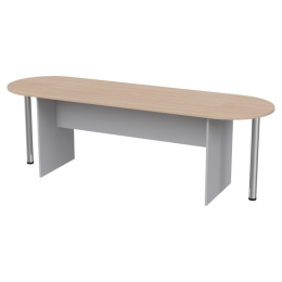 Стол для переговоров овальный 240/73 240/73/76 Серый+Дуб Молочный