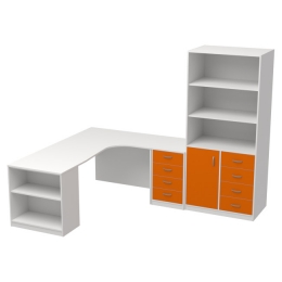 Комплект офисной мебели КП-21 цвет Белый+Оранж