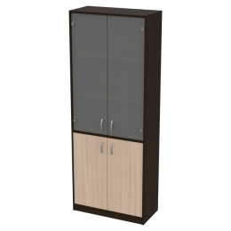 Офисный шкаф ШБ-3+А-5 матовый цвет Венге+Дуб Молочный 77/37/200 см