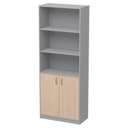 Офисный шкаф ШБ-3 цвет Серый+Дуб Молочный 77/37/200 см