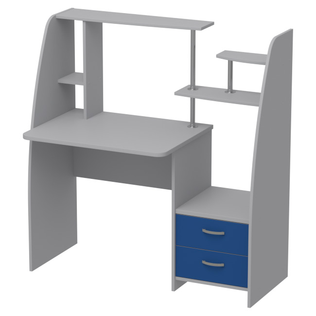 Компьютерный стол СК-29 цвет Серый+Синий 124/60/130 см
