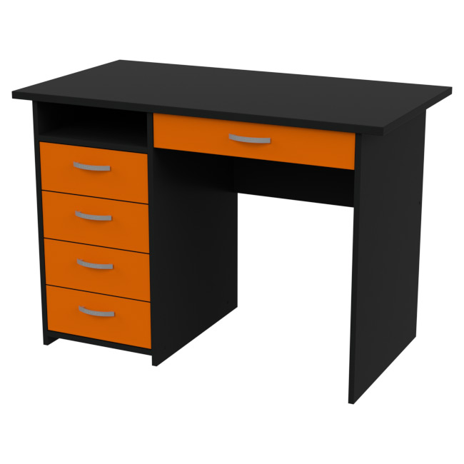 Cтол с тумбой СТ-46Л цвет Черный + Оранж 110/60/76 см