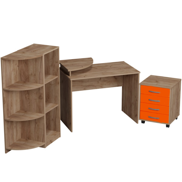 Комплект офисной мебели КП-23 цвет Дуб Крафт+Оранж