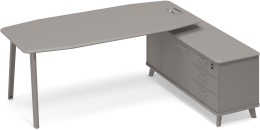 Стол руководителя с опорной тумбой правый Мокко премиум ТМ М1 112 МП МП МП 216,4/164,2/75,6