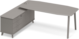 Стол руководителя с опорной тумбой левый Мокко премиум ТМ М1 111 МП МП МП 216,4/164,2/75,6