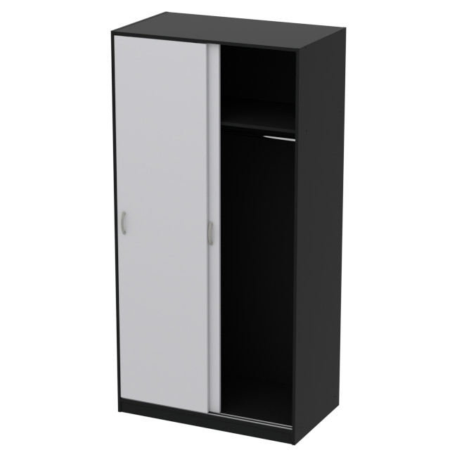 Шкаф для одежды ШК-2 Цвет Черный + Серый 100/58/200