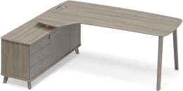 Стoл руководителя эргономичный на опорной тумбе левый Вяз-Мокко ТМ М1 123 ВЛ ВЛ МП 216,4/161,2/75,6