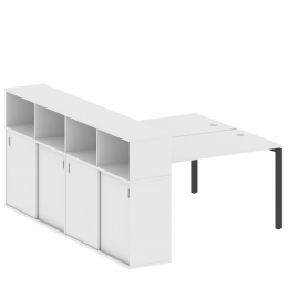 Стол письменный на П-образном м/к с опорным шкафом-купе 181/233/109 METAL SYSTEM БП.РС-СШК-4.3 Белый-Антрацит