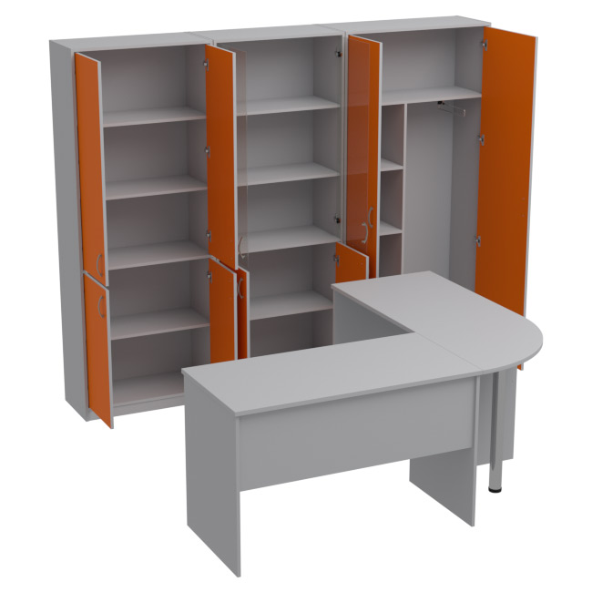 Комплект офисной мебели КП-11 цвет Серый+оранж