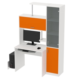 Компьютерный стол цвет Белый+Оранж КП-СК-13 графит 130/60/202 см