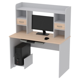 Компьютерный стол КП-СК-7 цвет Серый+Дуб Молочный 120/60/141
