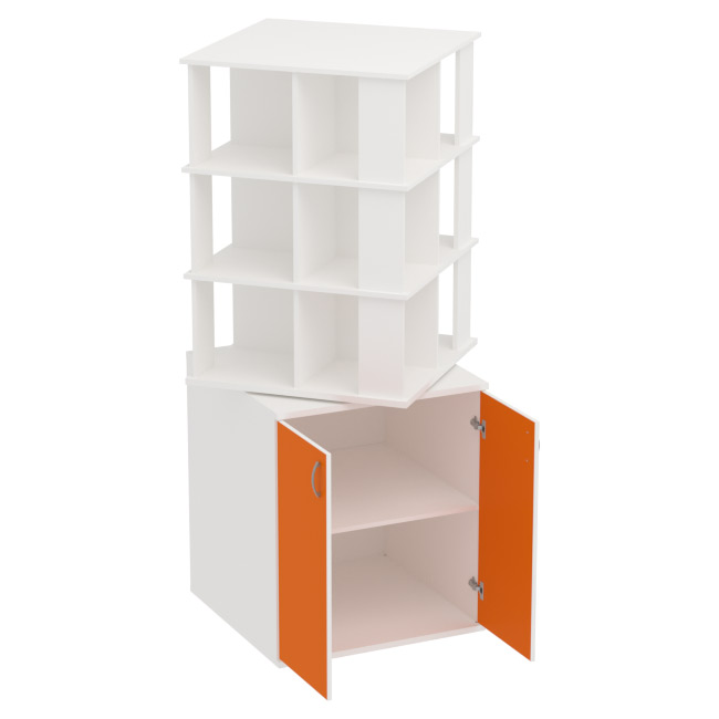 Офисный шкаф угловой ШУВ-3 цвет Белый+Оранж 77/77/200 см