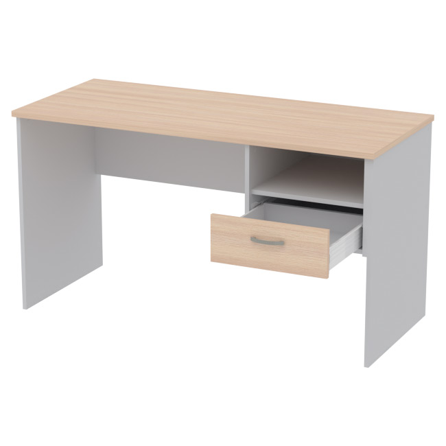 Офисный стол СТ+1Т-42 Цвет серый + дуб 140/60/76 см