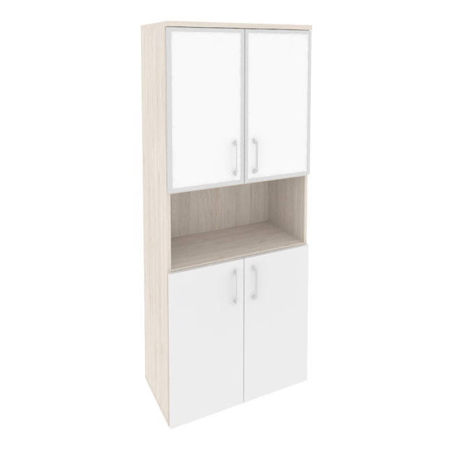 Шкаф высокий широкий O.ST-1.4R white Денвер светлый/Белый