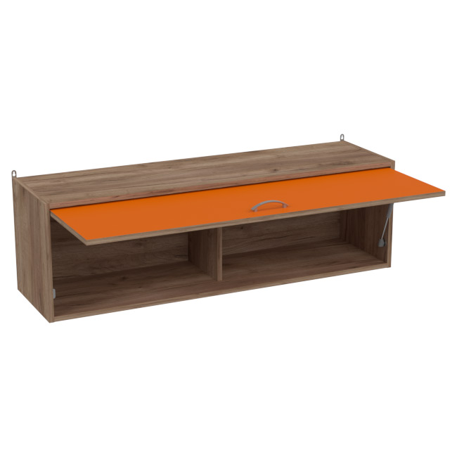 Навесная полка ПП-56+ДВ-56 цвет Дуб Крафт+Оранж 120/33/37 см