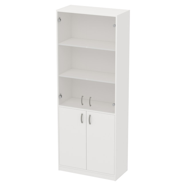 Офисный шкаф белого цвета ШБ-3+А5 прозр. 77/37/200 см