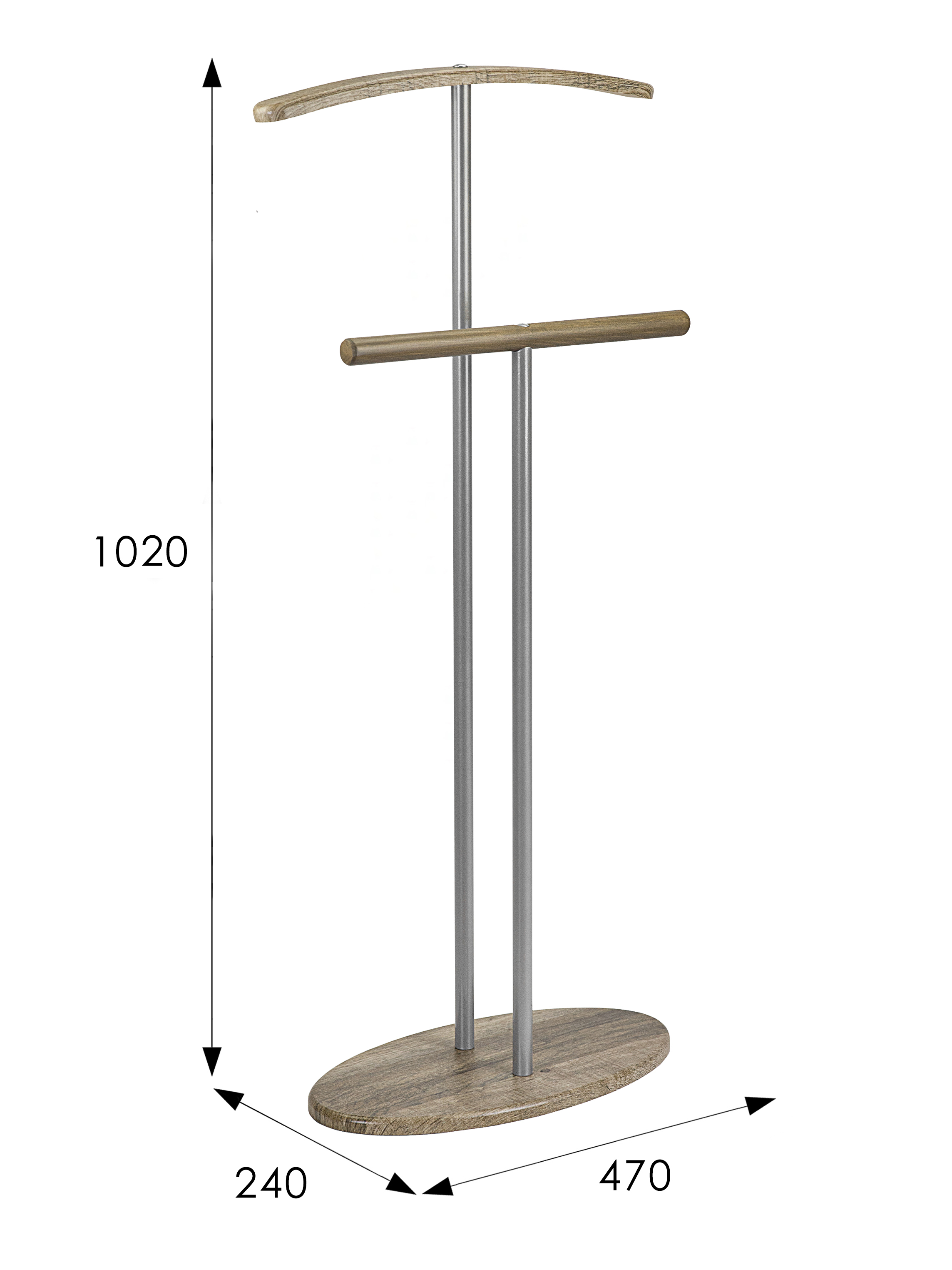 Вешалка костюмная Дэви 2 металлик/дуб крымский состаренный