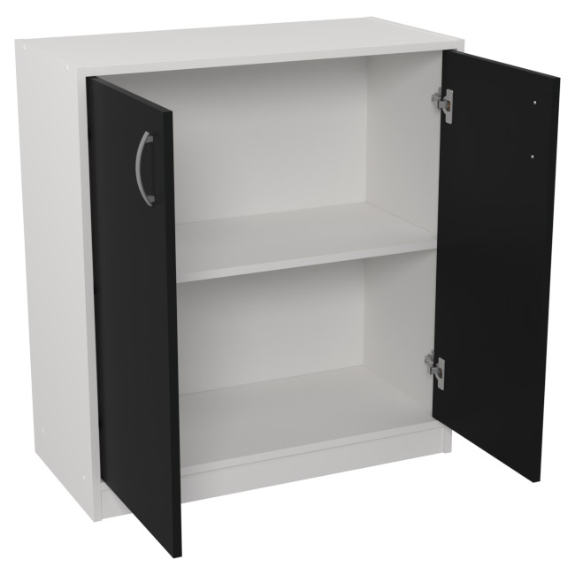 Шкаф для офиса СБ-37+ДВ-45 цвет Белый + Черный 77/37/85 см