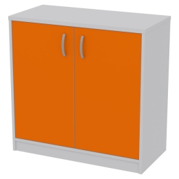 Офисный шкаф СБ-39+ДВ-39 цвет Серый+Оранж 77/37/76 см