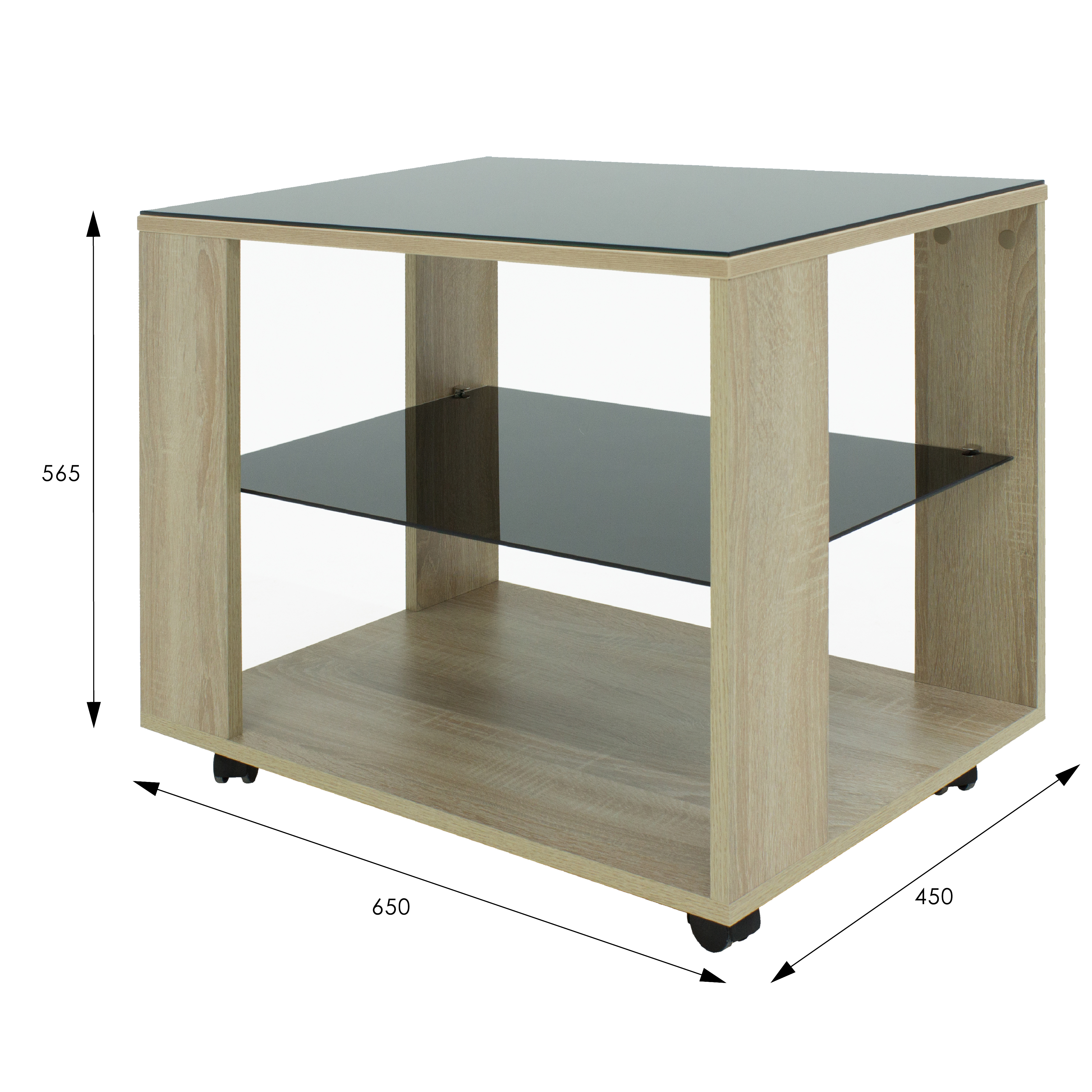 Стол журнальный BeautyStyle 5 сонома/стекло черное