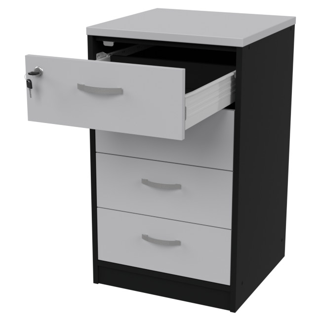 Тумба для офиса приставная ТС-27+С46 с замком цвет Черный + Серый 45/44/76 см