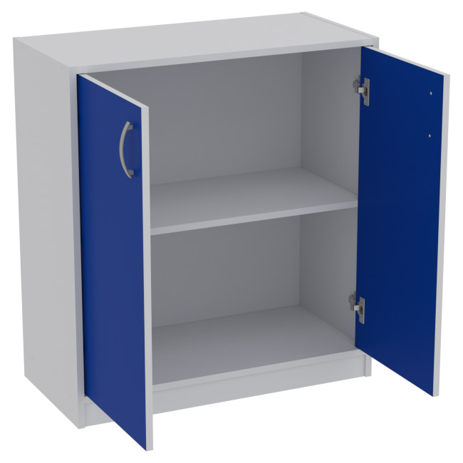 Офисный шкаф СБ-37+ДВ-45 цвет Серый+Синий 77/37/85 см