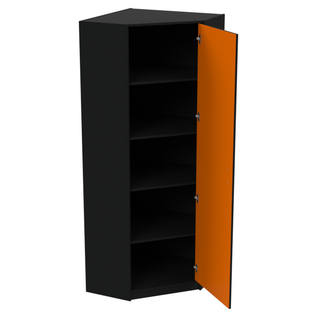 Офисный шкаф угловой ШУ-2з цвет Чёрный + Оранж