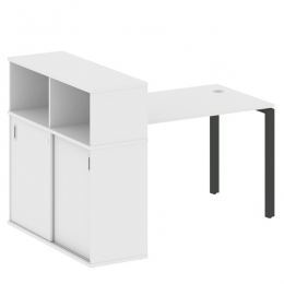 Стол письменный на П-образном м/к с опорным шкафом-купе 161/112/109 METAL SYSTEM БП.РС-СШК-3.2 Белый-Антрацит