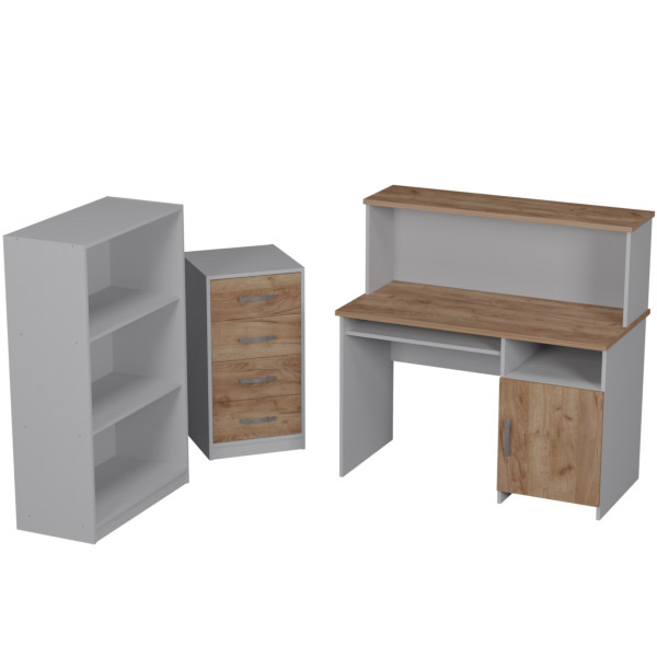 Комплект офисной мебели КП-22 цвет Серый+Дуб Крафт