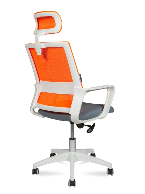 Офисное кресло эконом Бит белый+оранжевый