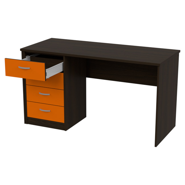 Офисный стол СТ-42+ТС-27 цвет Венге+Оранж 140/60/76 см