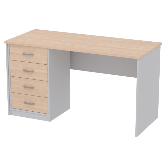 Офисный стол СТ-42+ТС-27 цвет серый + дуб 140/60/76 см