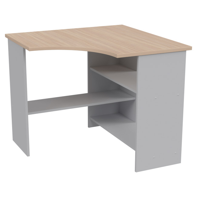 Угловой стол СТУ-21 цвет Серый+Дуб Молочный 90/90/76 см