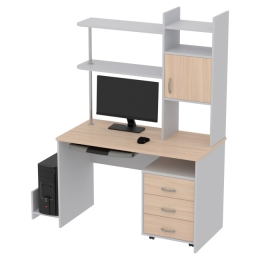 Компьютерный стол КП-СК-9 цвет Серый+Дуб Молочный 120/60/176 см