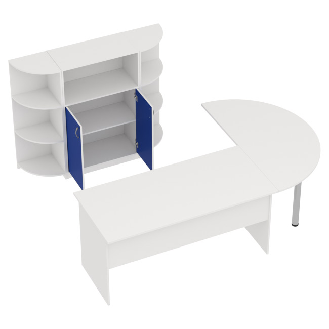 Комплект офисной мебели КП-13 цвет Белый+Синий