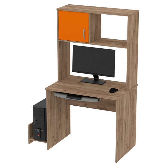 Компьютерный стол КП-СК-6 цвет Дуб Крафт+Оранж 90/60/163 см