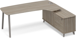 Стoл руководителя эргономичный с опорной тумбой правый Вяз либерти ТМ М1 124 ВЛ ВЛ ВЛ 216,4/161,2/75,6