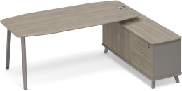 Стол руководителя с опорной тумбой правый Мокко-Вяз ТМ М1 112 МП ВЛ ВЛ 216,4/164,2/75,6