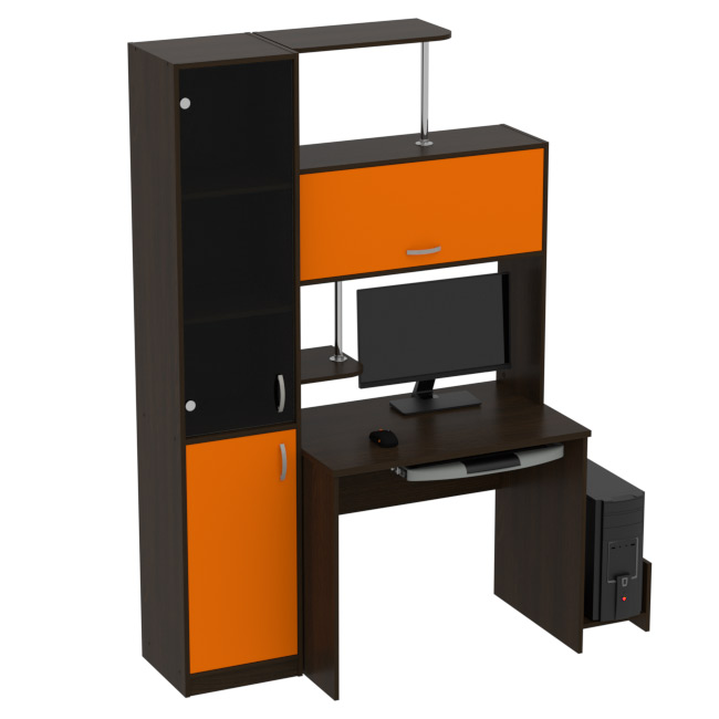 Компьютерный стол КП-СК-13 графит цвет Венге+Оранж 130/60/202 см