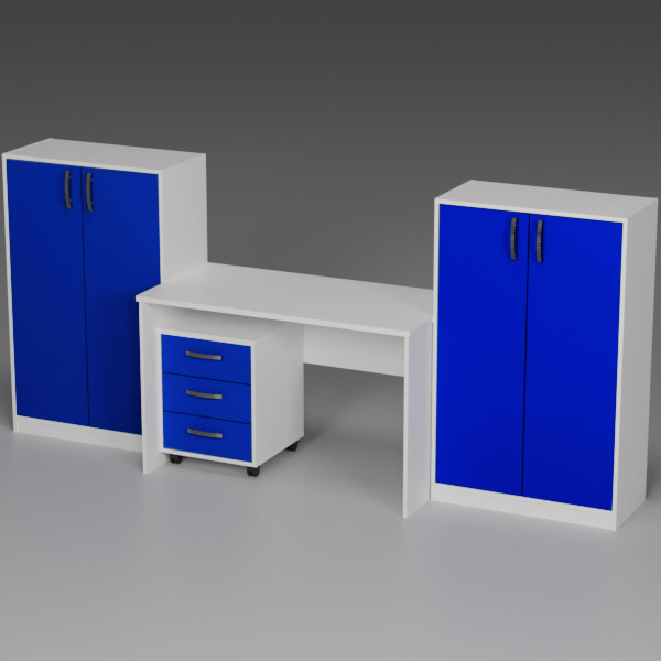 Комплект офисной мебели КП-20 цвет Белый+Синий