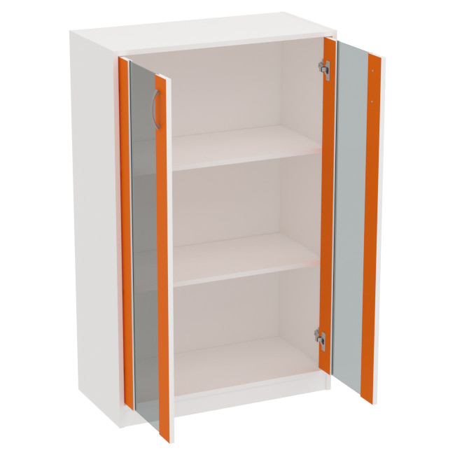 Офисный шкаф СБ-60+ДВ-62 графит цвет Белый+Оранж