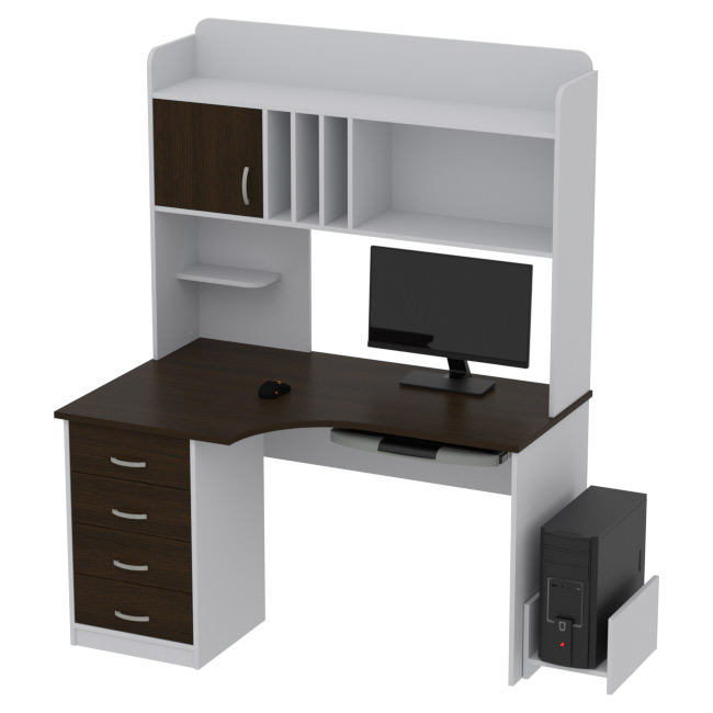 Компьютерный стол КП-СКЭ-8 Правый цвет Серый+Венге 140/90/182 см