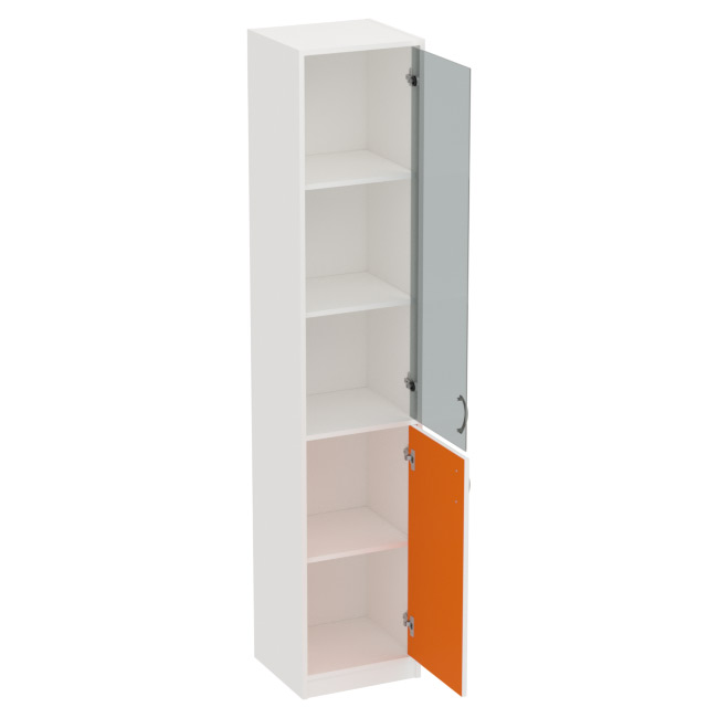 Офисный шкаф СБ-3+А5 графит цвет Белый+Оранж 40/37/200 см