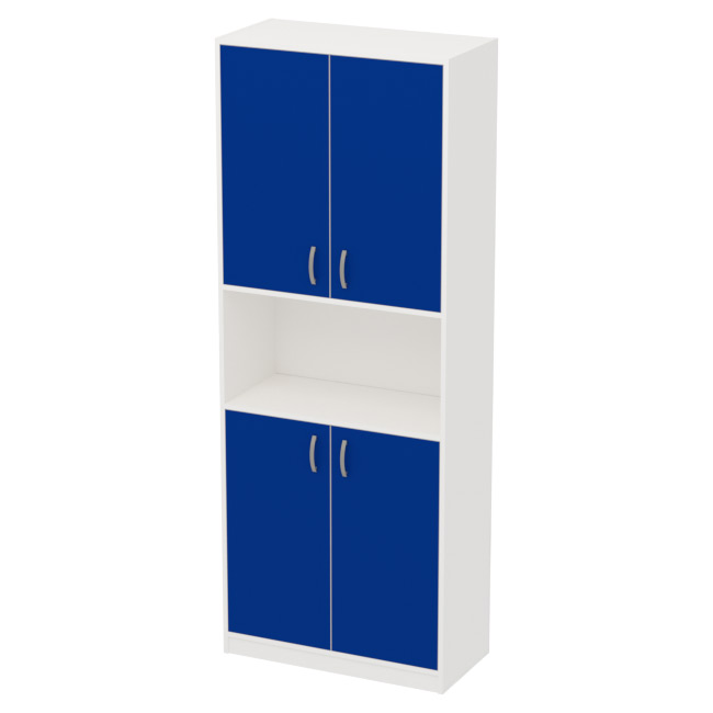 Офисный шкаф цвет Белый+Синий ШБ-4 77/37/200 см