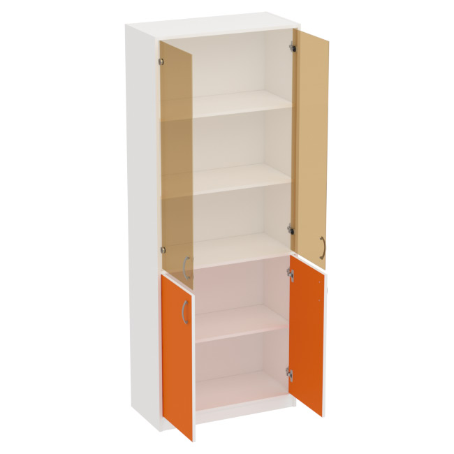 Офисный шкаф ШБ-3+А5 тон. бронза цвет Белый+оранж 77/37/200 см
