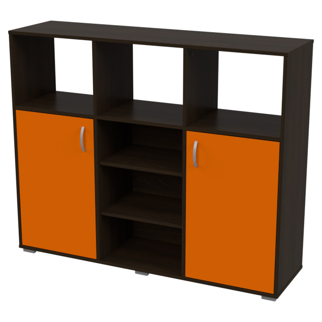 Стеллаж СБ-70/Д цвет Венге+Оранж 135/37/112