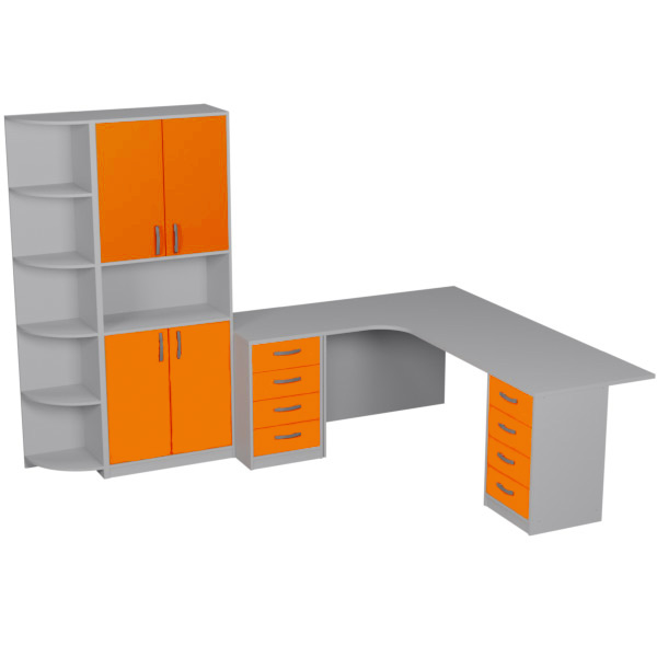 Комплект офисной мебели КП-19 цвет Серый+Оранж