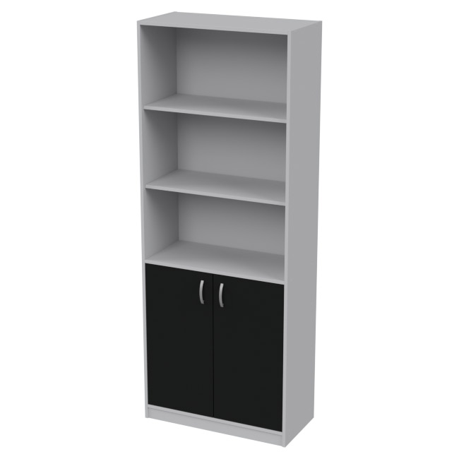 Шкаф для офиса ШБ-3 цвет Серый + Черный 77/37/200 см