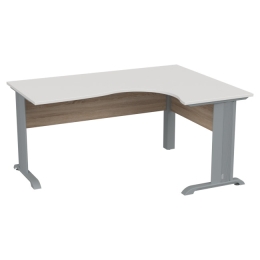 Стол на металлокаркасе угловой СТУ-Л-М цвет Дуб Сонома+Белый 160/120/74 см