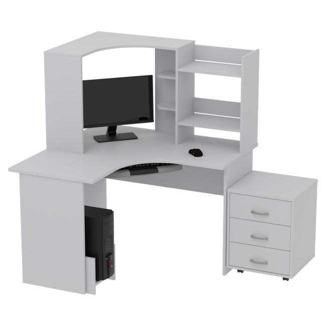 Компьютерный стол КП-СКЭ-4 цвет Серый 120/120/141 см